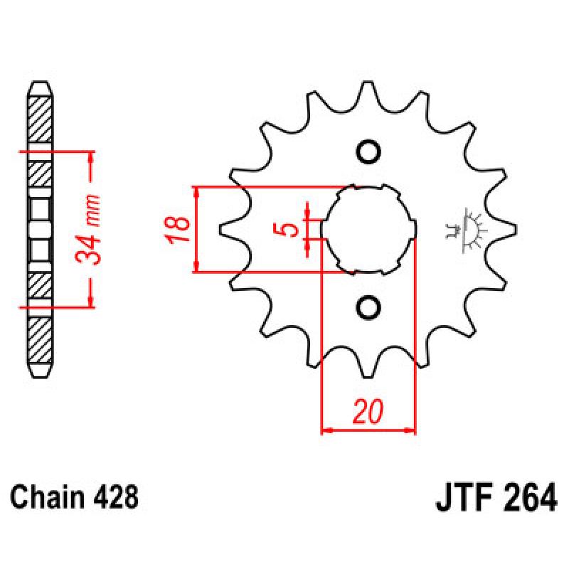 Купить Звездочка передняя JT Sprockets (шаг 428 ) JT JTF264